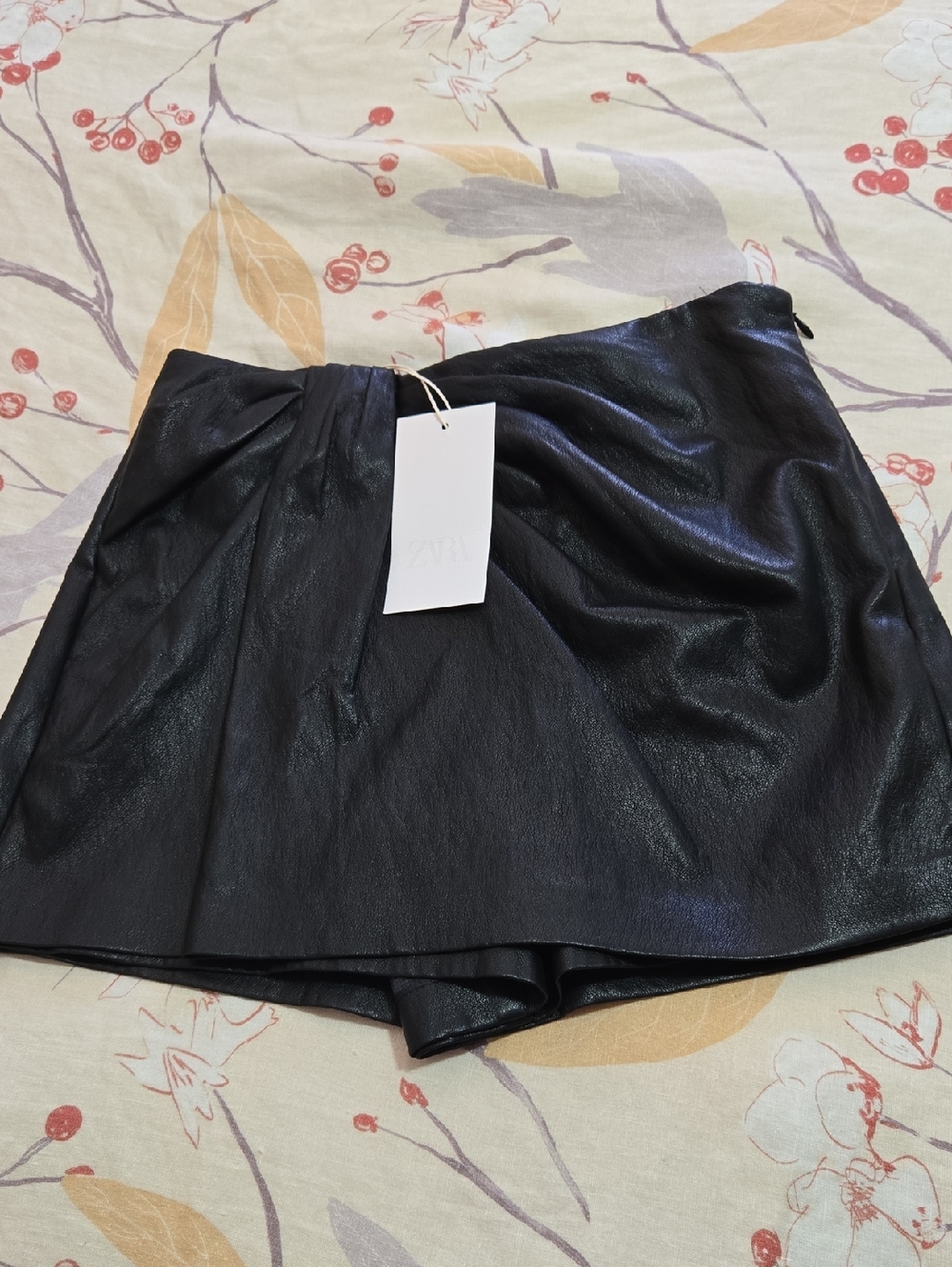 Black Faux Leather Mini Skort